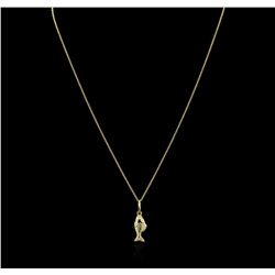 18KT Yellow Gold Fish Pendant With Chain