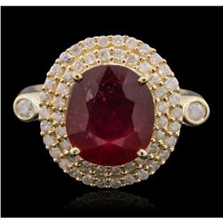 14KT Yellow Gold 4.98ct Ruby and Diamond Ring