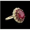 Image 2 : 14KT Yellow Gold 5.71ctw Ruby and Diamond Ring