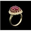 Image 3 : 14KT Yellow Gold 5.71ctw Ruby and Diamond Ring