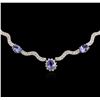 Image 2 : 14KT White Gold 18.33ctw Tanzanite and Diamond Necklace