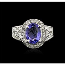 14KT White Gold 2.57ct Tanzanite and Diamond Ring