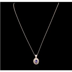 14KT Rose Gold 0.80ct Sapphire and Diamond Pendant With Chain