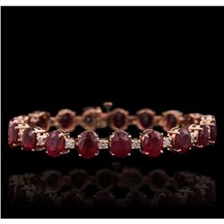 14KT Rose Gold 28.72ctw Ruby and Diamond Bracelet