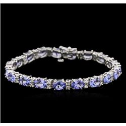 14KT White Gold 15.01ctw Tanzanite and Diamond Bracelet