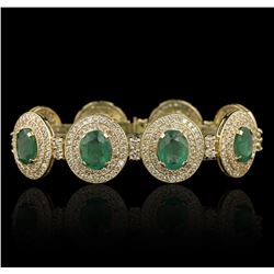 14KT Yellow Gold 37.2ctw Emerald and Diamond Bracelet