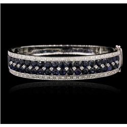 14KT White Gold 10.41ctw Sapphire and Diamond Bangle Bracelet