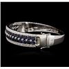 Image 2 : 14KT White Gold 10.41ctw Sapphire and Diamond Bangle Bracelet