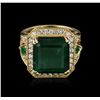 Image 1 : 14KT Yellow Gold 15.01ctw Emerald and Diamond Ring