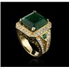 Image 3 : 14KT Yellow Gold 15.01ctw Emerald and Diamond Ring