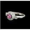 Image 2 : 14KT White Gold 0.60ct Pink Sapphire and Diamond Ring