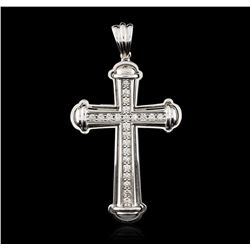 14KT White Gold 0.50ctw Diamond Cross Pendant