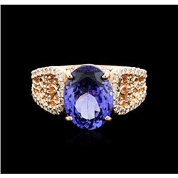 14KT Rose Gold 3.82ct Tanzanite and Diamond Ring