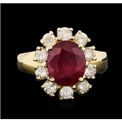 14KT Yellow Gold 3.84ct Ruby and Diamond Ring