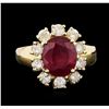 Image 1 : 14KT Yellow Gold 3.84ct Ruby and Diamond Ring