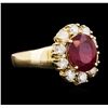 Image 2 : 14KT Yellow Gold 3.84ct Ruby and Diamond Ring