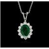 Image 2 : 14KT White Gold 1.58ct Emerald and Diamond Pendant With Chain