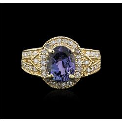 14KT Yellow Gold 2.70ct Tanzanite and Diamond Ring