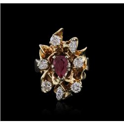 14KT Yellow Gold 1.00ct Ruby and Diamond Ring