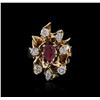 Image 1 : 14KT Yellow Gold 1.00ct Ruby and Diamond Ring