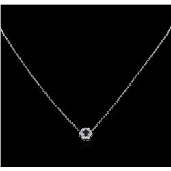 0.15ct Sapphire and Diamond Pendant With Chain - 14KT White Gold