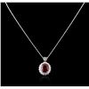 Image 2 : 14KT White Gold 10.99ct Ruby and Diamond Pendant With Chain