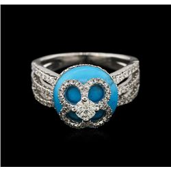 18KT White Gold Turquoise and Diamond Ring