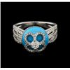 Image 1 : 18KT White Gold Turquoise and Diamond Ring