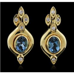 18KT Yellow Gold 2.42ctw Blue Topaz and Diamond Earrings