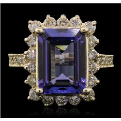 14KT Yellow Gold 5.32ct Tanzanite and Diamond Ring