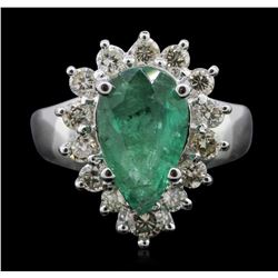 14KT White Gold 2.23ct Emerald and Diamond Ring