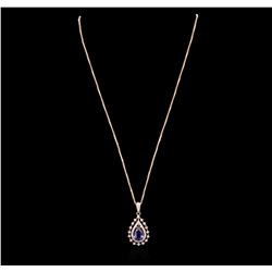 14KT Rose Gold 1.99ct Tanzanite and Diamond Pendant With Chain