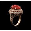 Image 3 : 14KT Rose Gold 13.28ct Coral and Diamond Ring