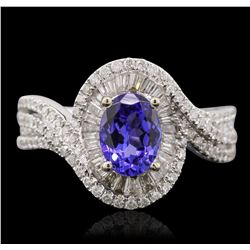 14KT White Gold 1.03ct Tanzanite and Diamond Ring