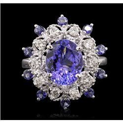 14KT White Gold 3.43ctw Tanzanite and Diamond Ring