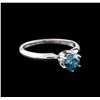 Image 2 : 14KT White Gold 0.67ct Round Cut Fancy Blue Diamond Solitaire Ring