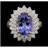 Image 1 : 14KT Yellow Gold 4.07ct Tanzanite and Diamond Ring