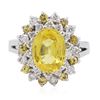 Image 1 : 14KT White Gold GIA Certified 3.35ct Yellow Sapphire and Diamond Ring