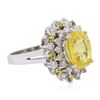 Image 2 : 14KT White Gold GIA Certified 3.35ct Yellow Sapphire and Diamond Ring