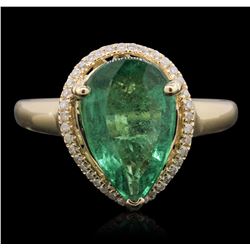 14KT Yellow Gold 2.68ct Emerald and Diamond Ring