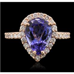 14KT Rose Gold 2.77ct Tanzanite and Diamond Ring