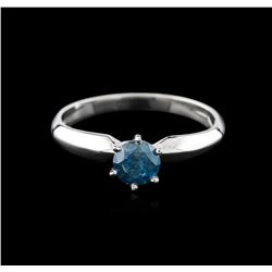 14KT White Gold 0.60ct Round Cut Fancy Blue Diamond Solitaire Ring