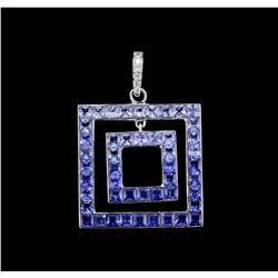 5.00ctw Sapphire and Diamond Pendant - 14KT White Gold