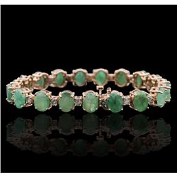 14KT Rose Gold 20.90ctw Emerald and Diamond Bracelet