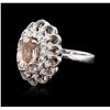 Image 2 : 14KT White Gold 2.05ct Morganite and Diamond Ring