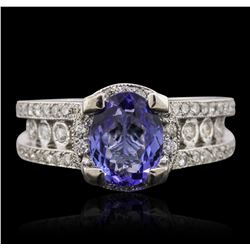 14KT White Gold 1.40ct Tanzanite and Diamond Ring