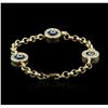 Image 2 : 14KT Yellow Gold 0.30ctw Diamond Evil Eye Bracelet