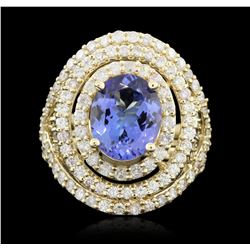 14KT Yellow Gold 3.15ct Tanzanite & Diamond Ring