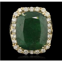 14KT Yellow Gold 15.27ct Emerald and Diamond Ring