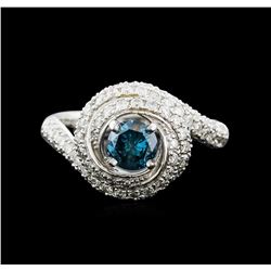 14KT White Gold 1.29ctw Fancy Blue Diamond Ring